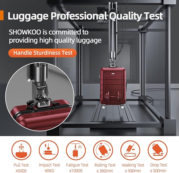 SHOWKOO Luggage Sets with Duffle Bag Expandable 100% PC Durable Suitcase Double Wheels TSA Lock 5pcs Wine Red