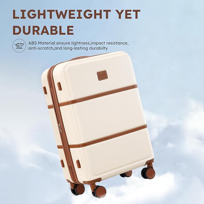Suitour Expandable 4-Piece Luggage Set (14" 19" 23" 27") ABS Hardside Suitcase Sets with Spinner Wheels Checked Luggage Travel Suitcase