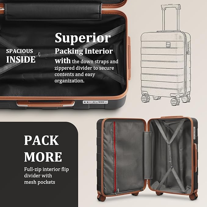imiomo Carry on Luggage 22x14x9 Airline Approved, Hardside 20 Inch Carry-on Suitcases with Spinner Wheels and TSA Lock