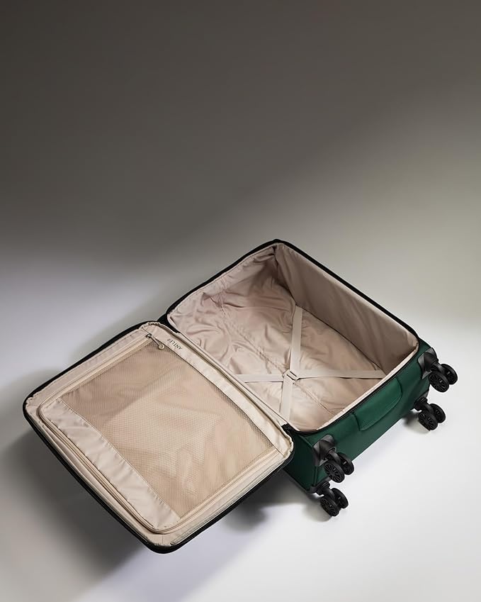 ANTLER - Soft Stripe Medium Luggage - 27" Softside Suitcase, Adjustable Handle, 4 Spinner Wheels, Lightweight, Expandable, TSA Lock - Recycled Polyester Luggage - 71cm, Antler Green