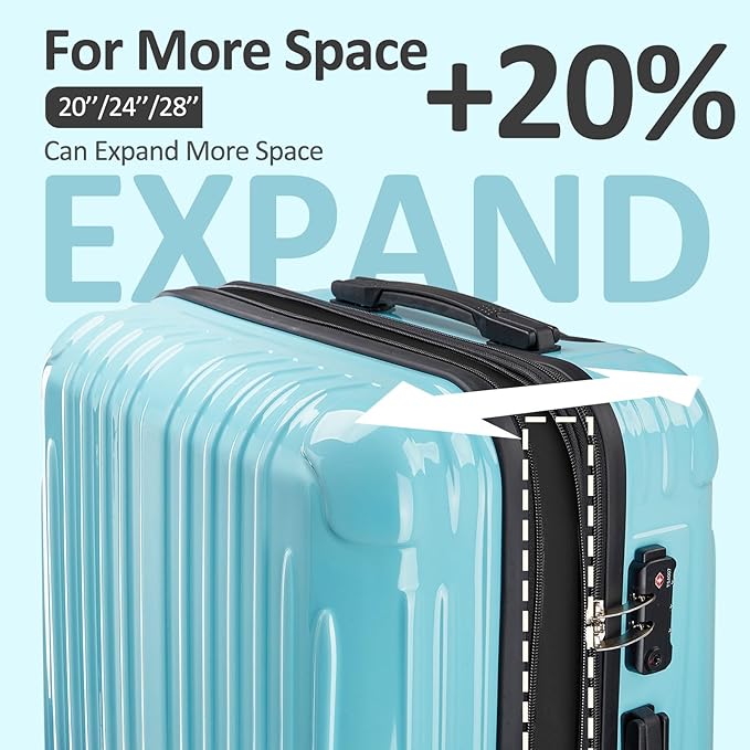 Carry on 20inch Luggage with Spinner Wheels, Lightweight PC+ABS Hard Shell Suitcases, Expandbale Storage & TSA Aprovel Lock