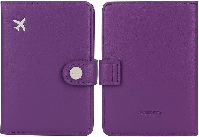 ZOPPEN Passport Holder Women, Passport Cover Travel Wallet Rfid Blocking Passport Wallet Cover Case Travel Essentials Document Organizer, Lilac Purple