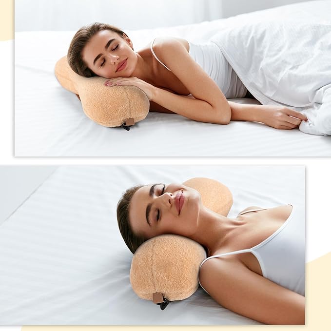 1 Pc Neck Pillow for Recliner Headrest Pillow Bone Shaped Chair Plush with Adjustable Strap Neck Support and Pain Relief Curve Head Cushion for Car Travel Airplane (Coffee)