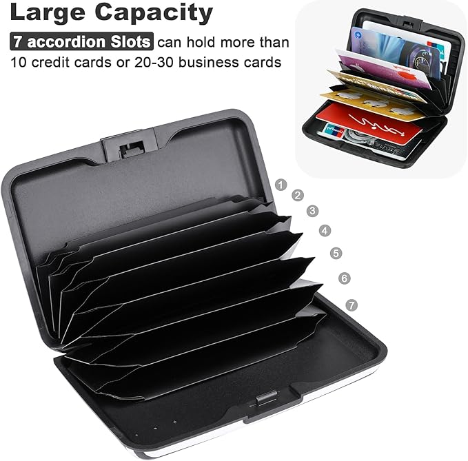 ELFISH Mini RFID Aluminum Wallet Credit Cards Holder Business Card Case Metal ID Case for Men Women (Eye heart)