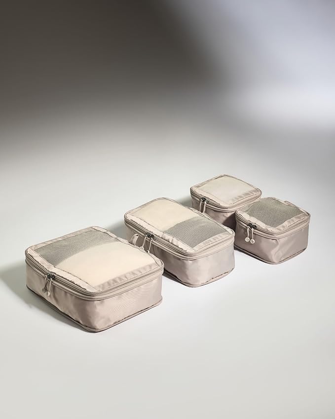 ANTLER - Compression Packing Cubes for Travel, Luggage Organiser for Suitcases or Bags, Travel Accessories, Set of 4, Taupe