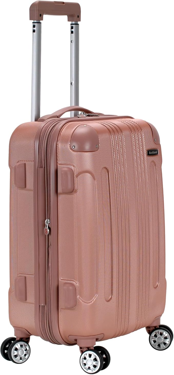 Rockland London Hardside Spinner Wheel Luggage, Rosegold, Carry-On 20-Inch