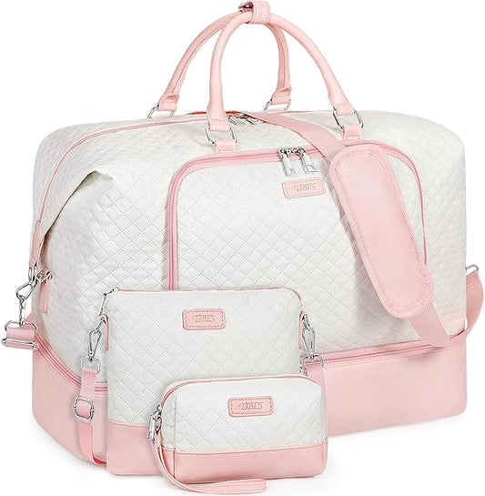 Travel Weekender Bag for Women, 21" Overnight Bag with Shoe Compartment 50L Large Travel Duffel Bag Carry On Tote for Weekend, Overnight, Business Trips, Water Resistant