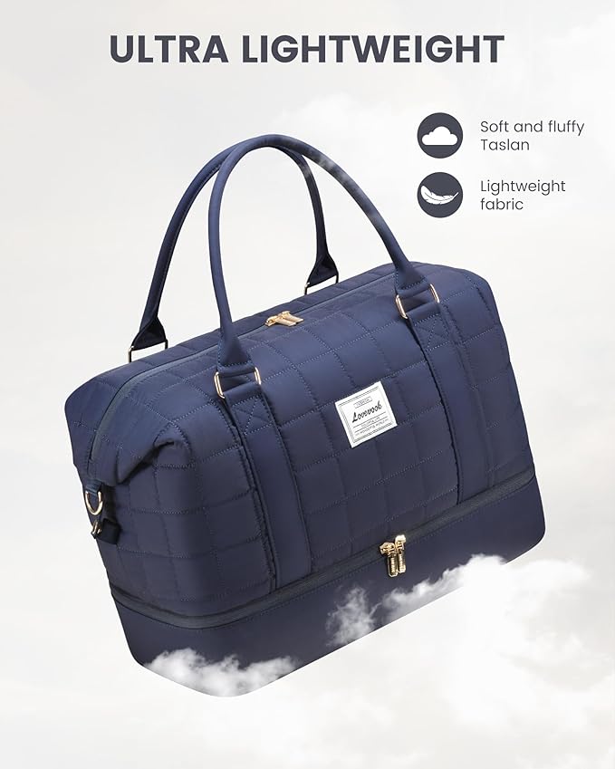 LOVEVOOK Travel Duffle Bag with Shoe Compartments - Carry on Overnight Bag & Weekender Bags for Women, Yoga Gym Bag with Wet Pocket, 2Pcs Set
