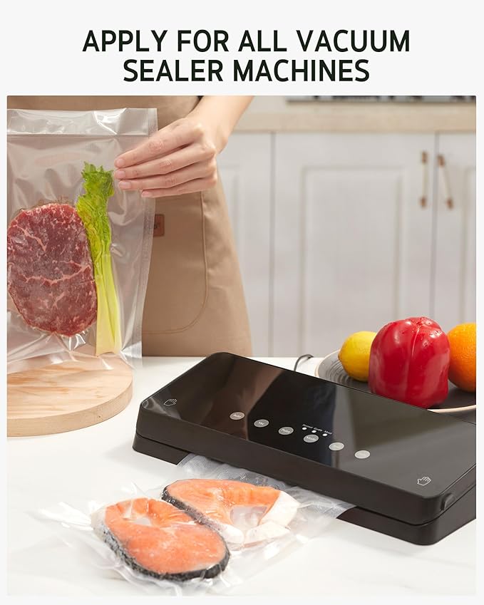 Syntus Vacuum Sealer Bags for Food, 300 Quart 8" x 12" and Pint 6" x 10" Commercial Grade PreCut Bag, BPA Free Food Vac Bags for Storage, Meal Prep or Sous Vide