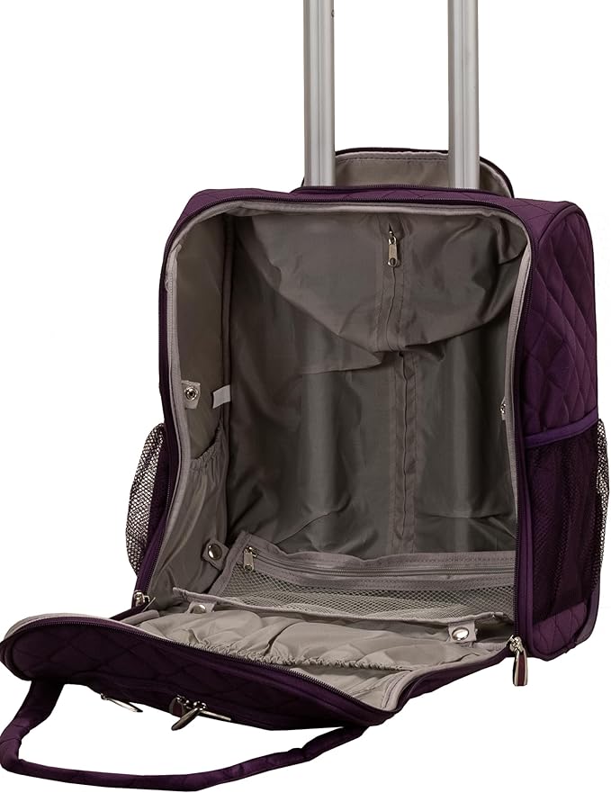 Rockland Melrose Upright Wheeled Underseater Carry-On Luggage, Purple, 15-Inch