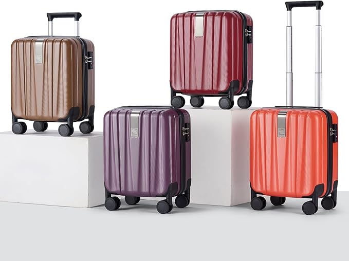 Hanke 14 Inch Underseat Carry On Luggage with Wheels Hard Shell Suitcases Lightweight Small Luggage for Weekender Mini Suitcase Carry On Bag Travel Luggage for Travel Rolling Suitcase.(Purple)
