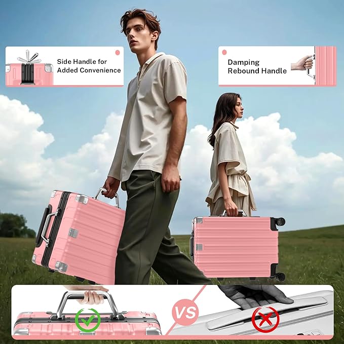 Krute Zipperless Luggage 28 Inch Checked Suitcase with Spinner Wheels TSA Approved No Zipper Hard Shell Luggage PC+ABS Aluminum FrameTravel Suitcase