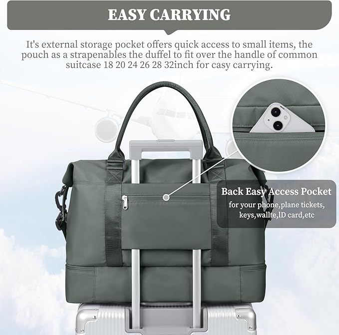 Weekender Bags for Women,Personal Item Travel Bag with Shoes Compartment,Overnight Travel Duffel Bag with Toiletry Bag,Medium