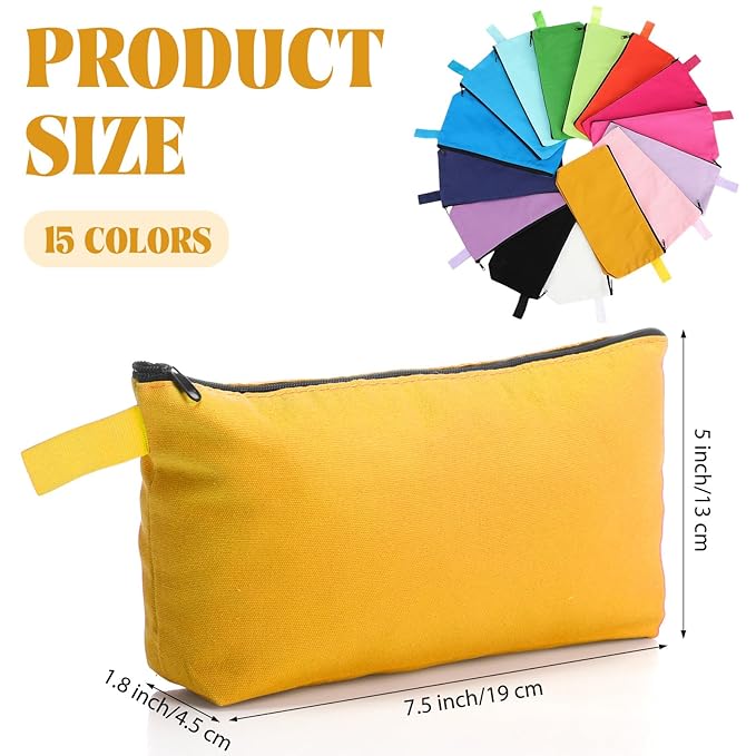 Saintrygo 30 Pcs Canvas Makeup Bags Bulk for Women Cosmetic Bags Small Travel Canvas Zipper Pouch Blank DIY Multipurpose Toiletry Hygiene Pouch for Women Purse Pencil Case(Novel,7.5 x 5 x 1.8 Inch)
