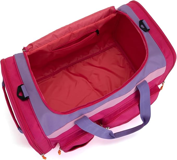 HawLander Large Kids Duffle Bag for Travel, Overnight, or Weekender, 22" inch (Rose Purple)