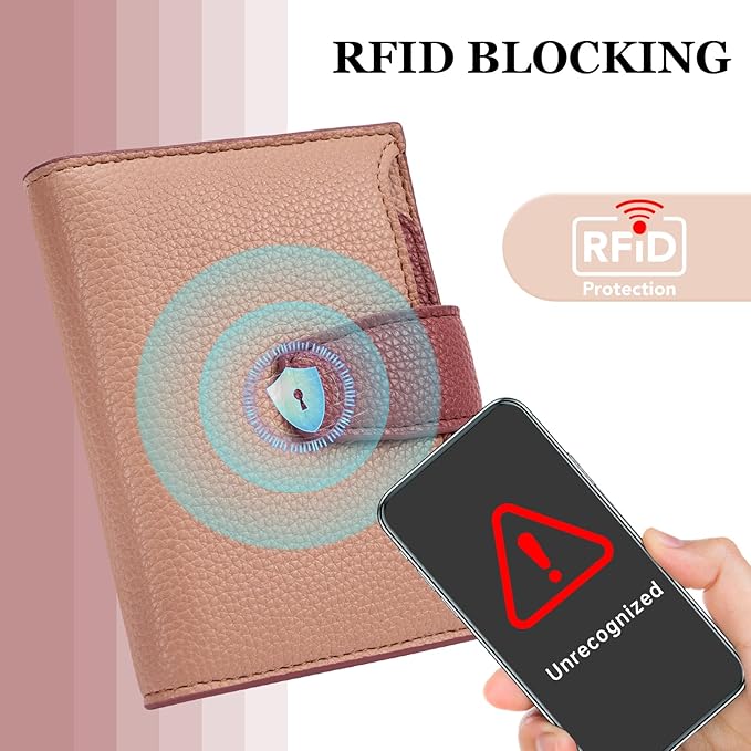 Airkit Small Wallet Women RFID Blocking Soft Leather Bifold Compact Card Holder Wallet for Women with Zipper Coin Pocket 4 ID Window