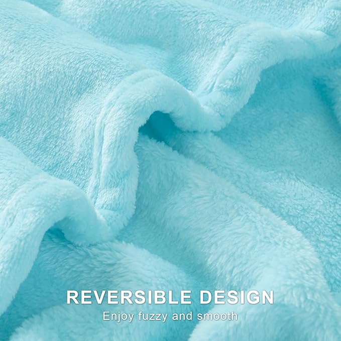 Hansleep Fleece Robin Egg Blue Twin Blanket, Super Soft Flannel Fuzzy Plush Cozy Blanket for All Seasons, Robin Egg Blue, Twin 60x80 Inches