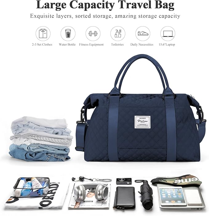 HYC00 Travel Duffel Bag,Carry-on Overnight Weekender Bags for Women,Sports Tote Gym Bag with Wet Pocket
