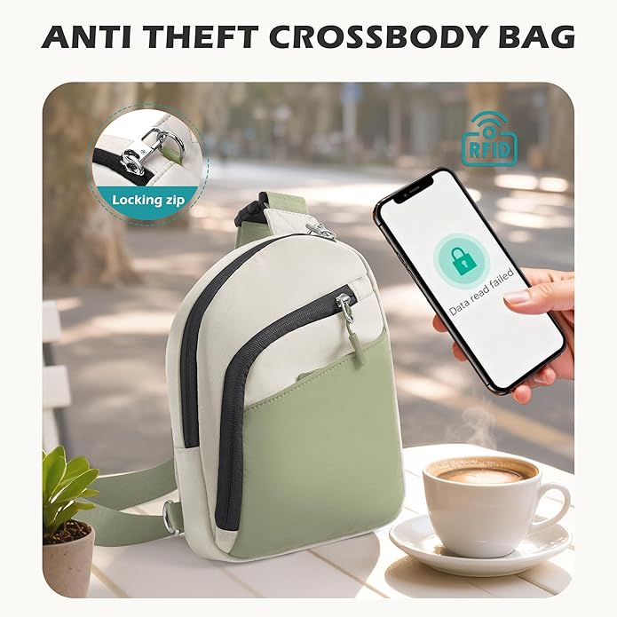 TOPEAST Anti Theft Crossbody Bags for Women Men, Small Sling Crossbody Bag Travel Purse Shoulder Wallet with RFID Blocking