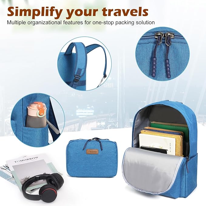 ABS+PC Carry on Luggage set with backpack 3 Pcs suitcace with Spinner wheels TSA Lock 20-In hardshell Lightweight Luggage set(Navy)