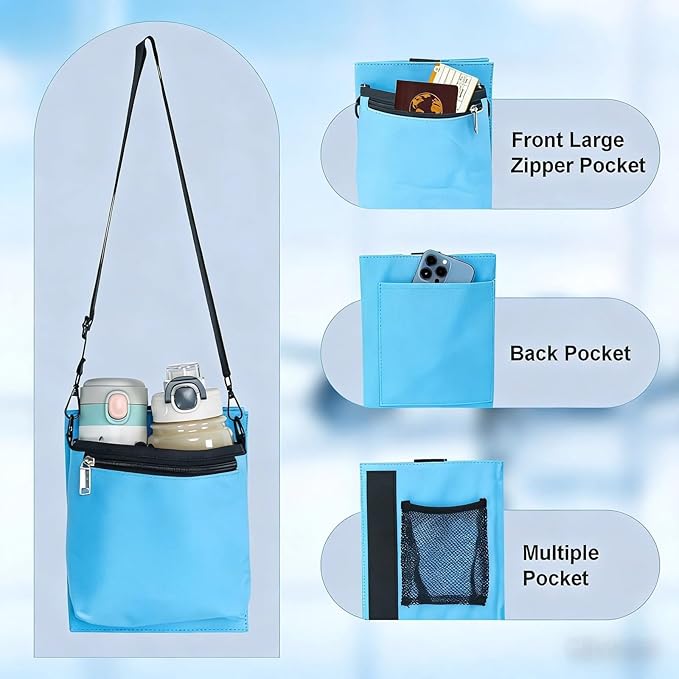 Luggage Cup Holder for Suitcases Travel Cup Holder with Luggage Straps Free Hand Drink Caddy Travel Accessories Flight Attendants Businessmen Travelers Fits Roll on Suitcase Handles (Blue)