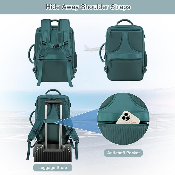 Travel Backpack for Men, 40L Carry On Backpack, 17 Inch Laptop Backpack, Waterproof Backpack, College Bookbag, Person Item Flight Approved Trave Bag for Women