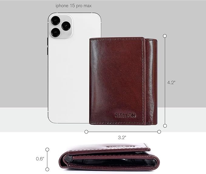 Real Leather Mens Trifold Wallet RFID Blocking Slim Minimalist Front Pocket - Thin & Stylish with ID Window in Gift Box