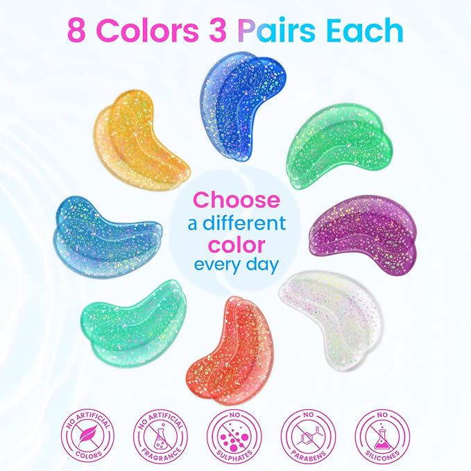 Eye Masks (8 Pairs) - Travel Essentials - Under Eye Patches for Dark Circles, Puffiness, Fine Lines with Collagen, Revitalises and Refreshes Your Skin, Bridesmaid Gift for Her