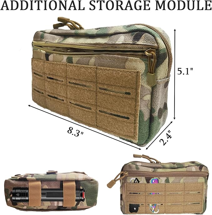 Tactical Molle Admin Pouch, Multi-Purpose Laser-Cut EDC Military Tool Pouch Bag Utility Hygiene Bag for Outdoor, Hunting, Traveling, Hiking
