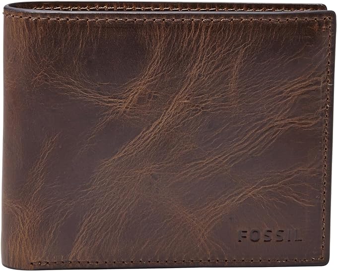 Fossil Men's Derrick RFID-Blocking Leather Bifold Wallet with Flip ID Window for Men