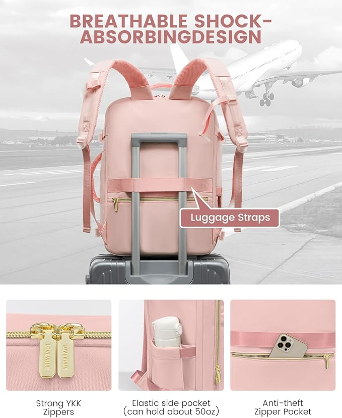 LOVEVOOK Travel Backpack for Women, 40L Carry On Backpack for Airplanes, Personal Item Bag for Airlines Fits 17 inch Laptop, TSA Approved Luggage with 3 Packing Cubes,Waterproof Weekender Gym Backpack