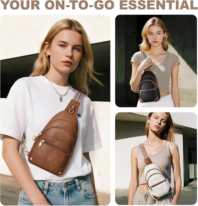 SYTRAH Anti Theft Crossbody Bags for Women, RFID Sling Bag Travel Purse, RFID Cross Body Purses Chest Bag for Travel Black Brown