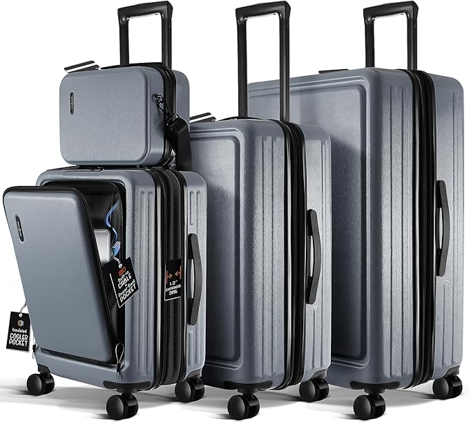 Hard Shell Luggage Sets with Spinner Wheels 4 Piece, Expandable Large Suitcases with TSA Lock, Travel Large Suitcase Set, Teal Luggage Set