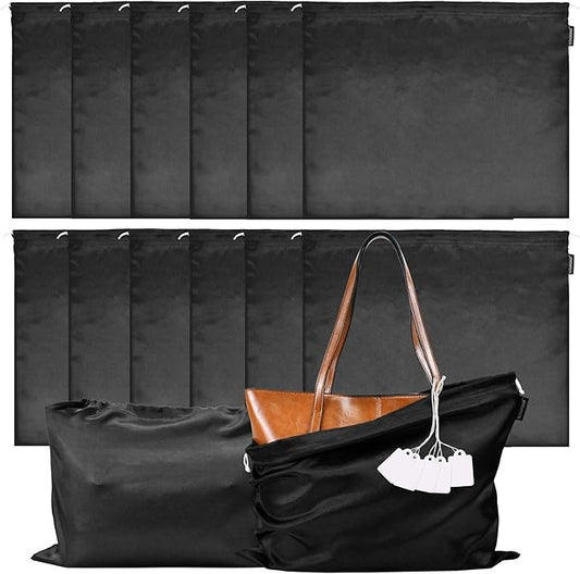 12 Pack Dust Bags for Handbags Storage Silk Cloth Bag With Drawstring Travel Storage Pouch for Handbag Purse Shoes Boots