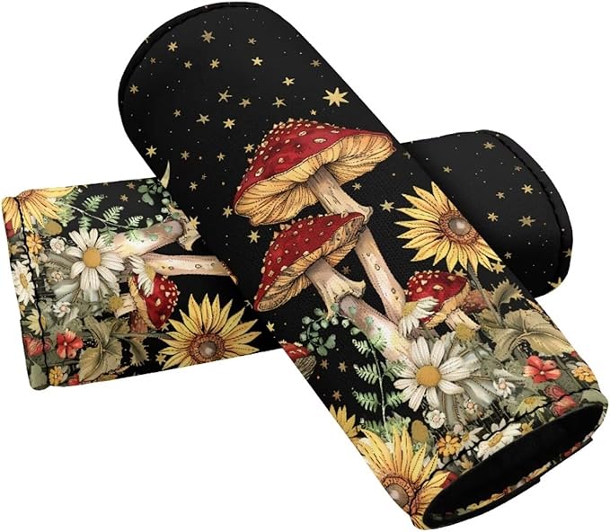 BIGCARJOB Mushroom Sunflower Luggage Handle Wrap Set for Suitcase 2 Pieces Suitcase Identifier Protective Cover Trolley Case Grip Travel Luggage Accessories Door Handle Replacement