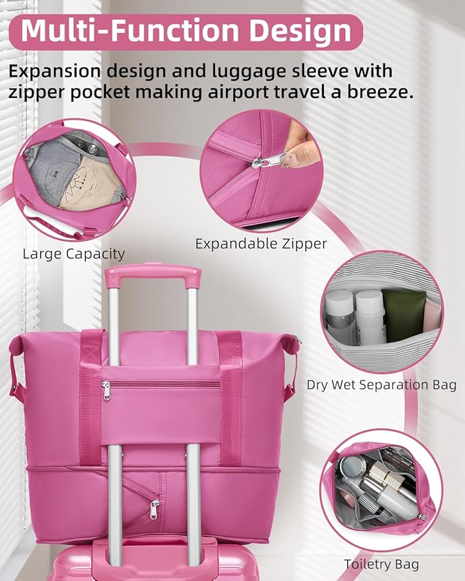 LARVENDER Carry on Luggage 22x14x9 Airline Approved, Expandable 20 Inch Hardside Suitcase with Wheels TSA Lock, PC+ABS Lightweight Carry on Suitcases for Women and Men, Berry (20/DB/TB)