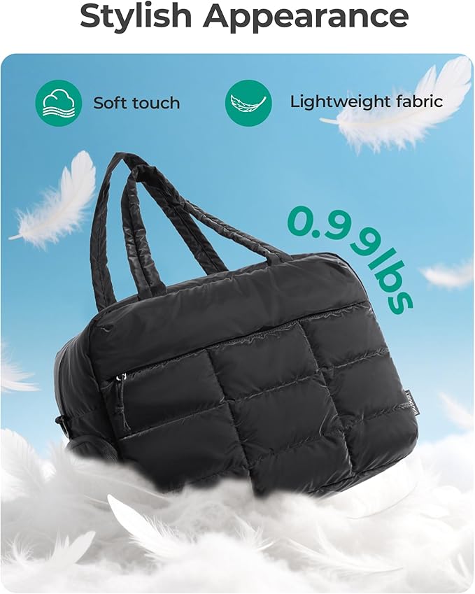 BAGSMART Gym Bag for Women, Carry on Travel Duffel Bag, Water-resistant Weekender with Shoe Compartment for Gym Travel Work, Black, Medium
