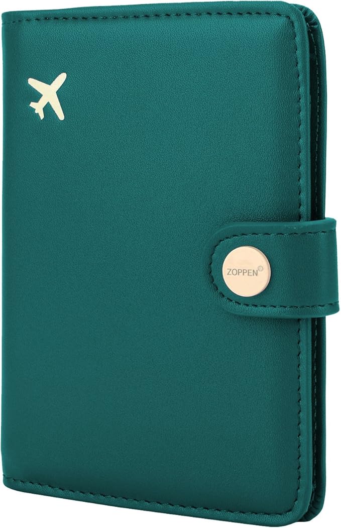 ZOPPEN Passport Holder Women, Passport Cover Travel Wallet Rfid Blocking Passport Wallet Cover Case Travel Essentials Document Organizer, Tea Green