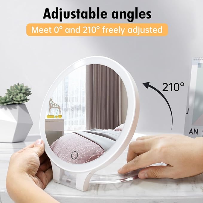 FASCINATE Magnifying Mirror 30X 1X Double Sided Magnification Makeup Vanity Mirror 2000mAh Rechargeable Lighted Mirror with 3 Color Setting Adjustable Rotation LED Vanity Desk Mirror