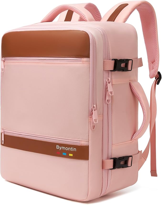 Smart Suitcase-style Laptop Backpack, 25L / 35L Practical Travel Bag for Work, Leisure & Flight, Luggage-Style Commuter Pack (Pink, 35L)