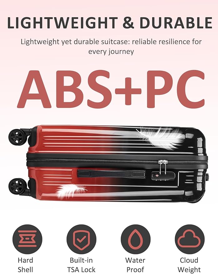 Carry on Luggage - Airline Approved Suitcases with Spinner Wheels, Built-In TSA Lock，Hard Shell Expandable Suitcases