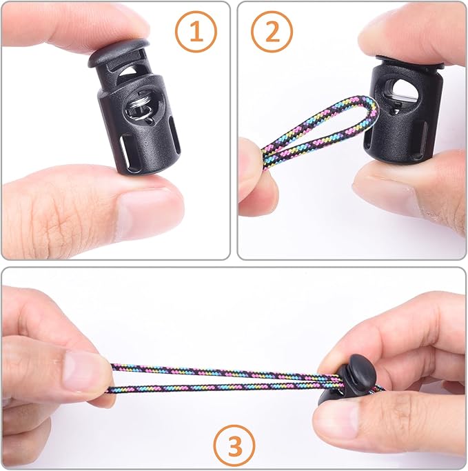 20 PCS Plastic Spring Cord Locks, Paracord Toggle Stopper Clasps for Drawstring Sweatpants Hat Hoodie String Clip Elastic Shoeslace Lock Swim Goggles Replacement Accessories