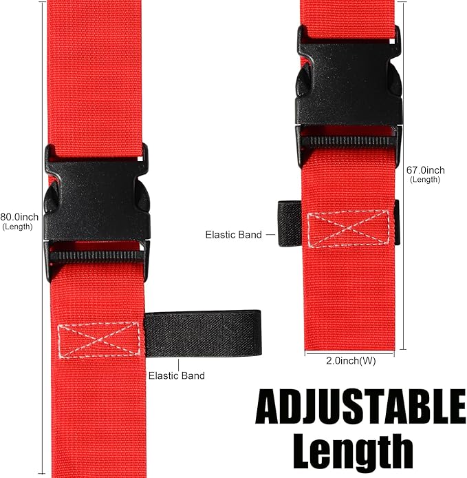 Luggage Straps for Suitcases TSA Approved-2 Pack Bright Personalized Luggage Belt Strap for Suitcase/Carry On Bag Luggage Accessories for Travel (Red)