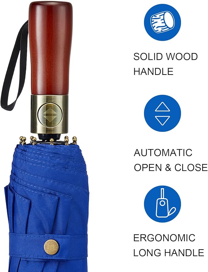 G4Free 54 Inch Large Compact Windproof Golf Umbrella for Rain Oversized Auto Open Close Folding Travel 10 Ribs Vented Double Canopy Umbrella for Women Men