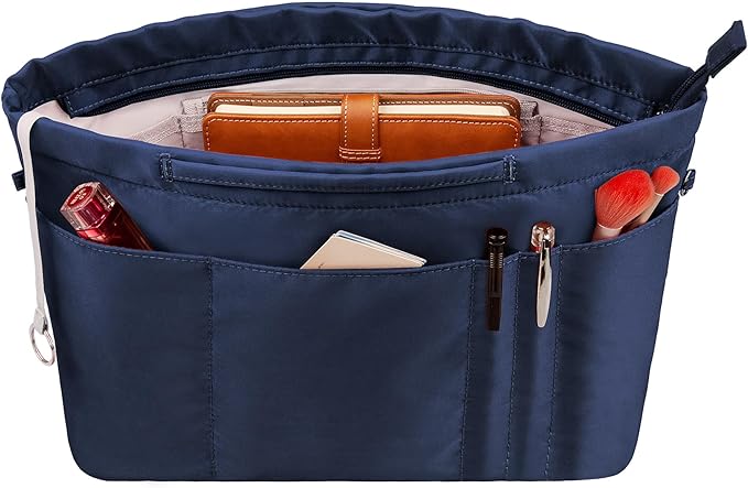 Vercord Purse Insert Organizers for Tote Handbag Bag in Bag with Zipper Liner Bag Organizer for Women 14 pockets