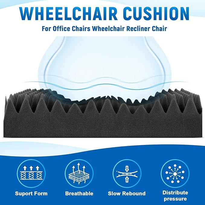Geiserailie 2 Pcs Egg Foam Pad Eggs Chair Cushion to Relieve Back Foam Seat Cushion Chair Accessories Pad for Office Recliner Wheelchair Home Car (Egg,Black Gray)
