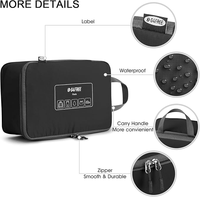 G4Free 6 Set Compression Packing Cubes, 3 sizes Travel Packing Organizers for Suitcases, Expandable Luggage Suitcase Storage Bags Set, Lightweight Packing Cubes Travel Essentials