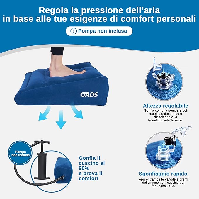 Inflatable Wedge Pillow for Sleep and Comfort – Portable Wedge Pillow for Travel, Blow Up Bed Wedge Pillows for Adults