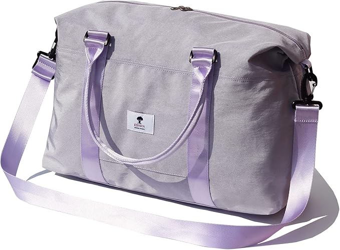 ESVAN Travel Tote Duffel Gym Bag,Weekender Overnight Carry-on Tote Crossbody Bag with Wet Pocket and Trolley Sleeve Upgraded