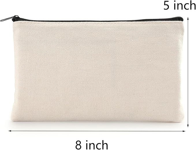 yarlung 32 Pack Canvas Zipper Pouch, 8x5 Inches Blank DIY Craft Pen Pencil Case Multipurpose Makeup Bags for Cosmetic, Invoice Bill, Travel Toiletry, Black Zippers